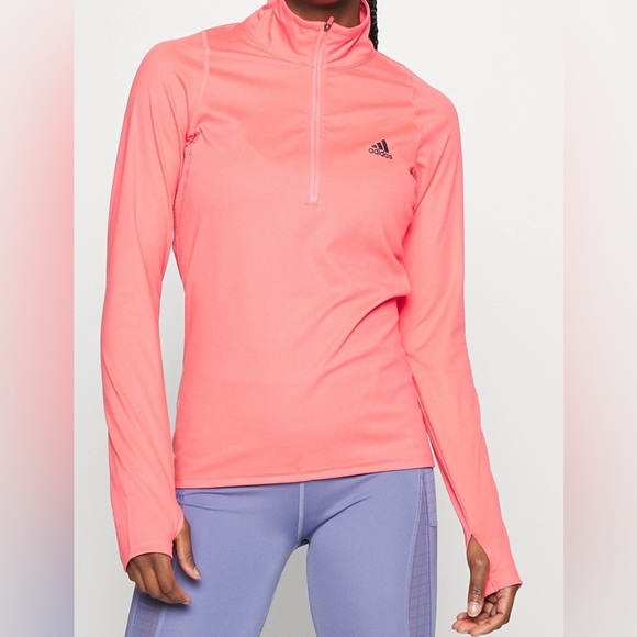adidas Tops - Adidas Coral Pink Long-Sleeve Quarter-Zip Training Top